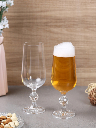 bohemia crystal Claudia Champagne Flutes Beer Glass Set  280ml  Set of 6  Transparent