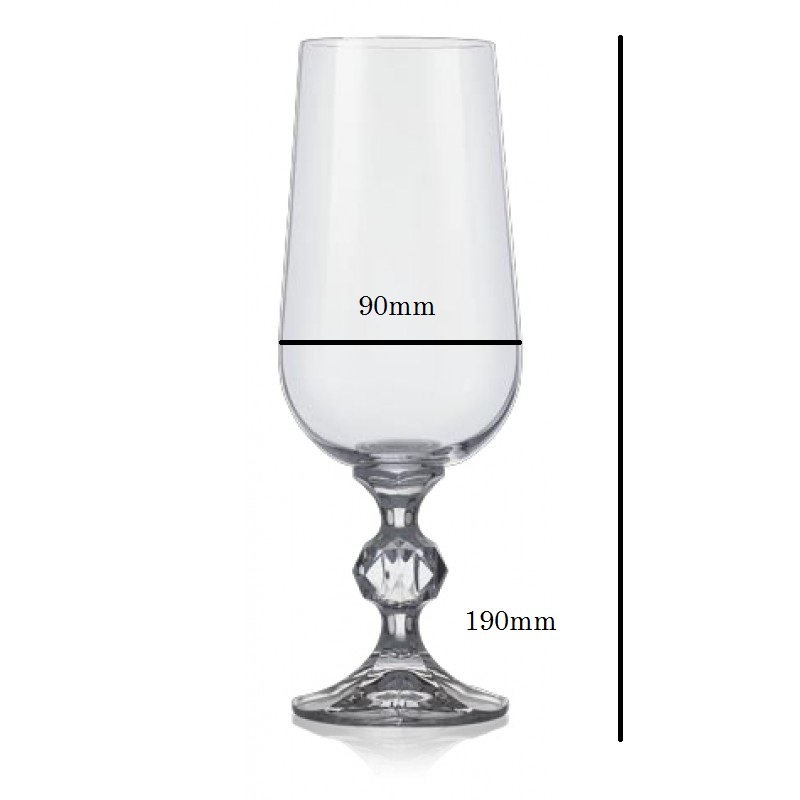 bohemia crystal Claudia Champagne Flutes Beer Glass Set  280ml  Set of 6  Transparent