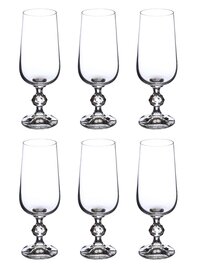 bohemia crystal Claudia Champagne Flutes Beer Glass Set  280ml  Set of 6  Transparent