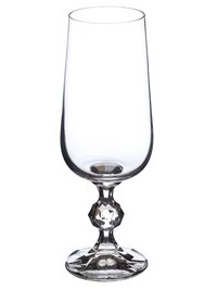 bohemia crystal Claudia Champagne Flutes Beer Glass Set  280ml  Set of 6  Transparent