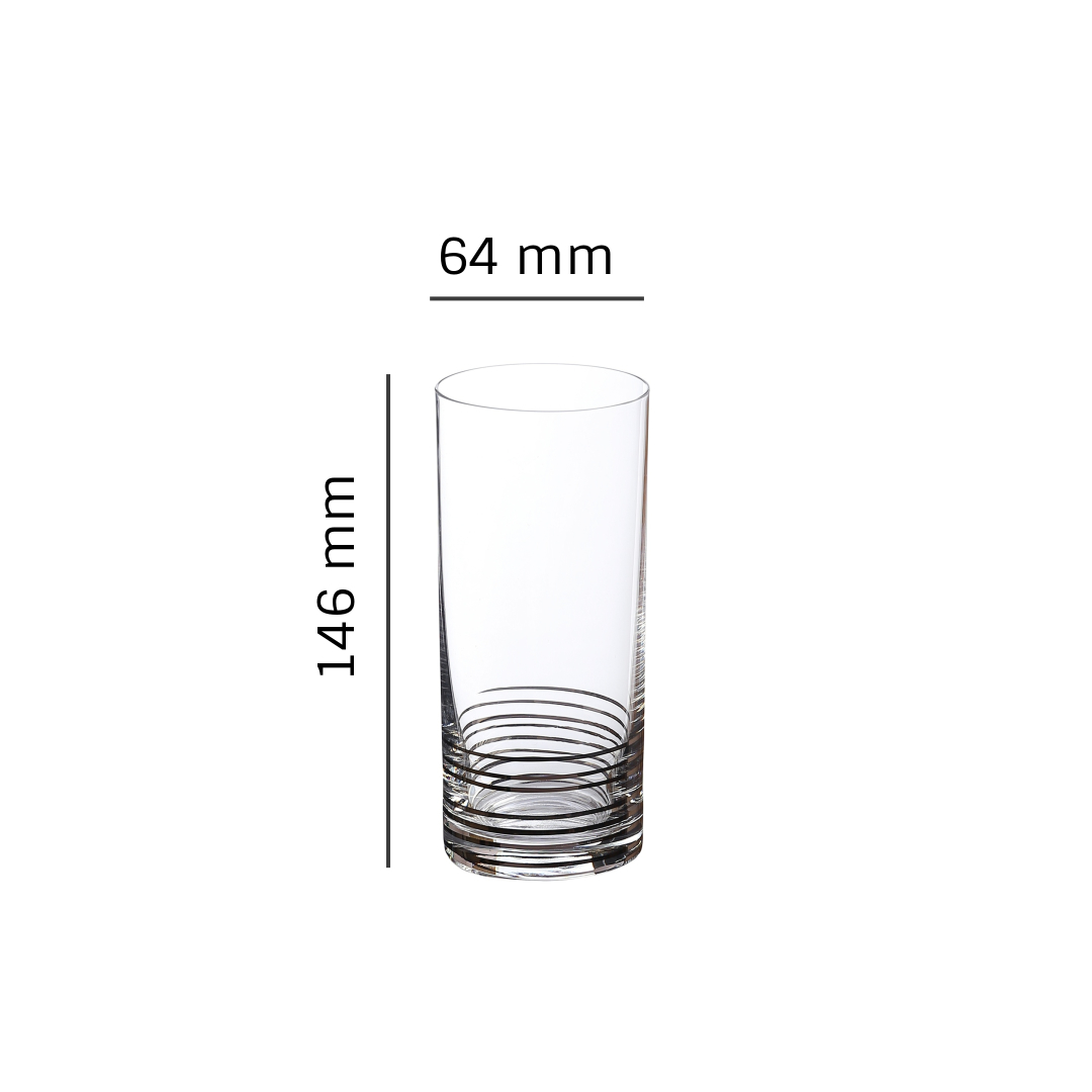 Bohemia Crystal Barline Water  Juice Drinking Glass Set 300ml Set of 6pcs Platinum Colour Non Lead Crystal Glass