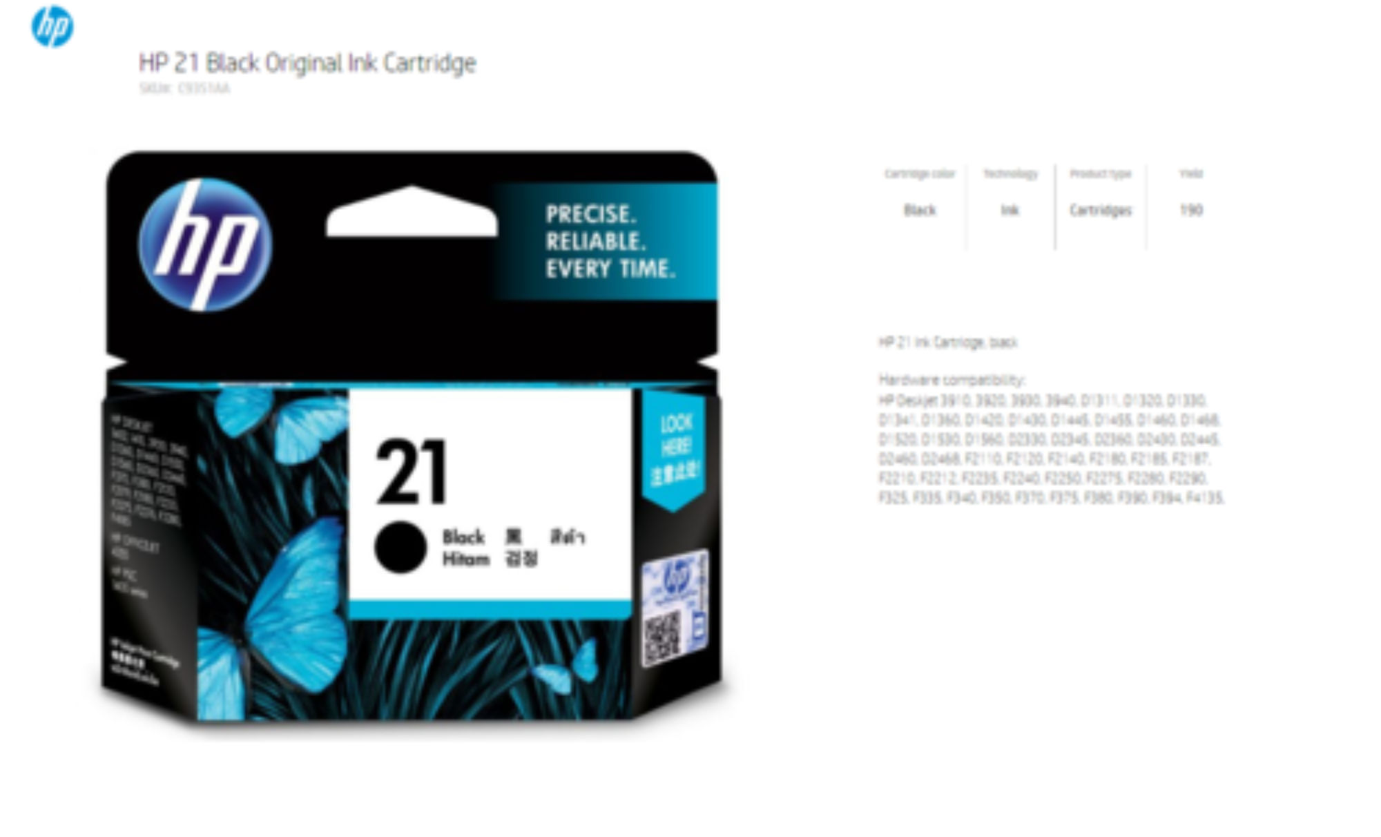 HP 21 Black Original Ink Cartridge