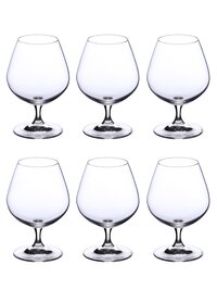 Bohemia Crystal Lara Brandy Glass Set 400ml Set of 6pcs Transparent Non Lead Crystal Glass
