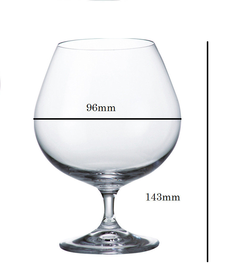 Bohemia Crystal Lara Brandy Glass Set 400ml Set of 6pcs Transparent Non Lead Crystal Glass