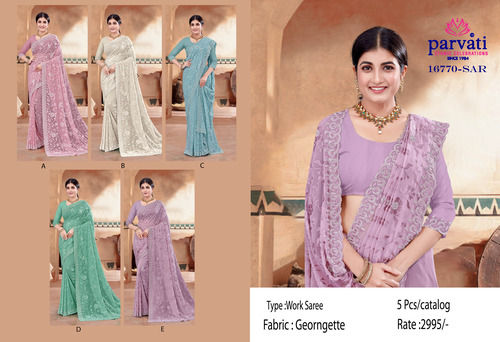 All Colours Pastel Color Beautiful Georgette Saree For Wedding-16770