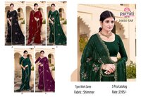 Shimmer Silk Designer Cutwork Border Saree-16835 - Color: Green