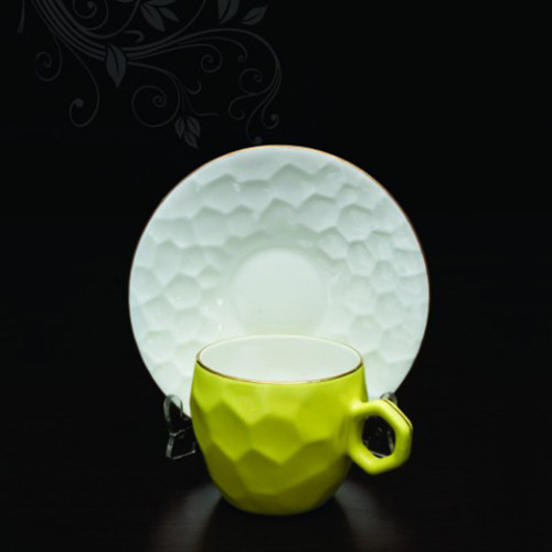 CERAMIC YELLOW CUP WITH SAUCER