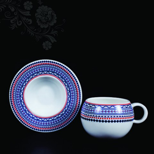 CERAMIC PURPLE CUP AND SAUCER