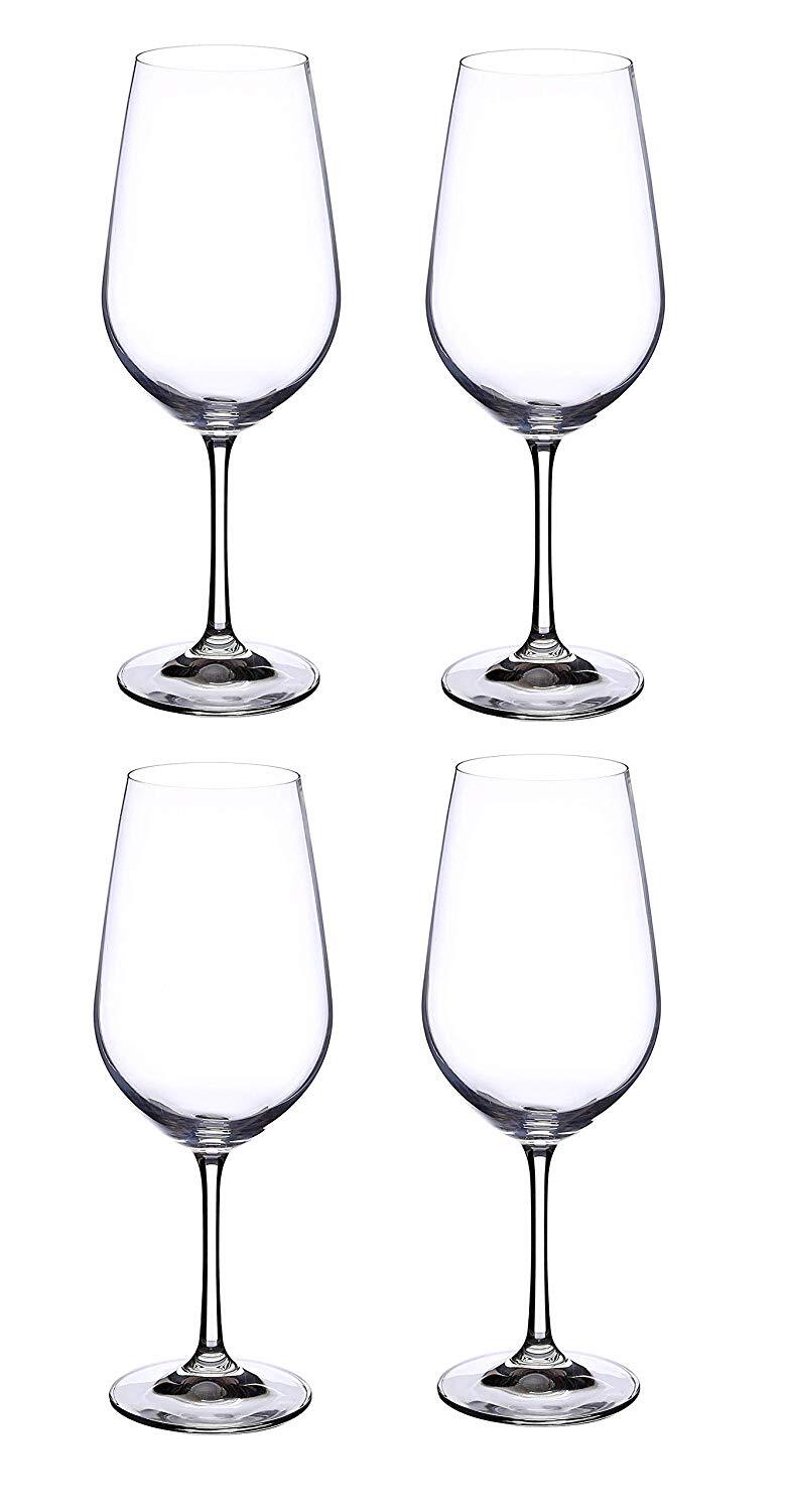 Bohemia Crystal Club Red Wine Glass Set  550ml Set of 4  Transparent
