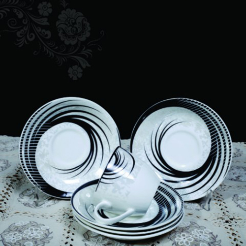 CERAMIC CUP WITH BLACK SAUCER