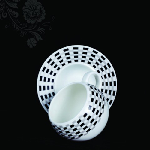 CERAMIC CUP WITH BLACK SAUCER