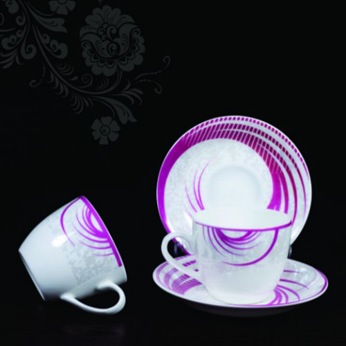 CERAMIC  PURPLE CUP AND SAUCER