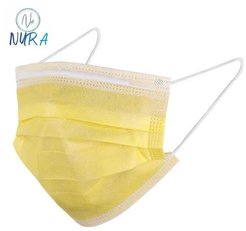 Nura 3 Ply Face Mask Anti-Pollution Germ Protection Mask for Men Women YELLOW