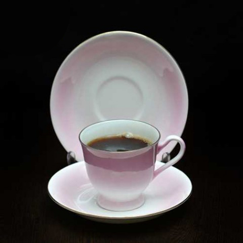 CERAMIC CUP SAUCER WHITE PRINTED