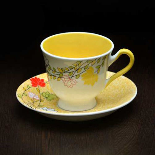 CERAMIC LIGHT YELLOW CUP SAUCER