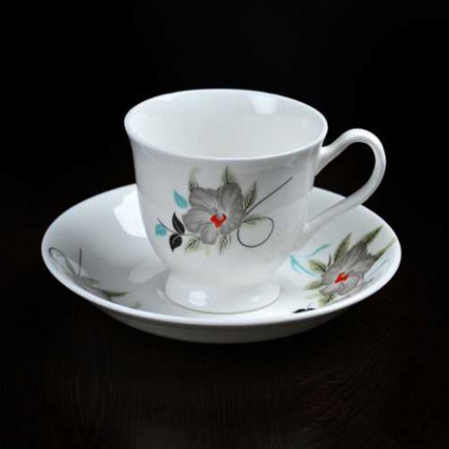 CERAMIC WHITE DESIGN CUP  SAUCER