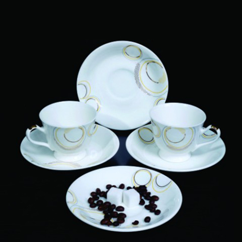 CERAMIC  CUP SAUCER (WHITE DESIGN)