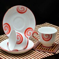 Ceramic Cup Saucer (unique Red Design) - Ceramic Material, Standard Size, Elegant Red Finish | Dishwasher Safe, Eco-friendly, Microwave Safe, Versatile Design