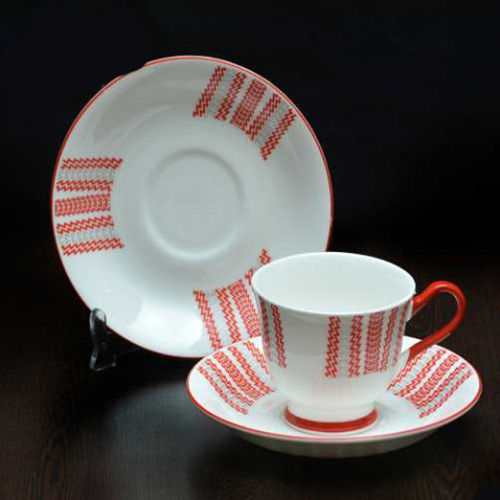 CERAMIC CUP SAUCER (RED PRINT)