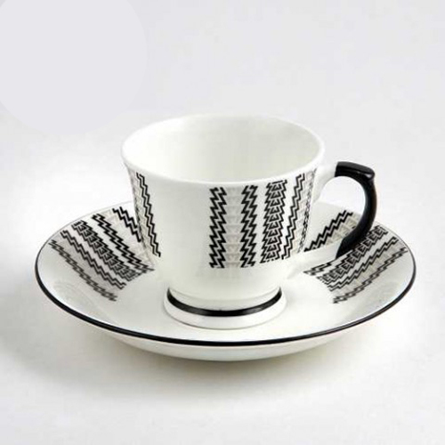 CERAMIC CUP SAUCER (BLACK DESIGN)