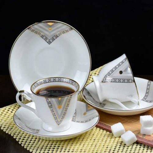 CERAMIC CUP SAUCER (WHITE DESIGN)