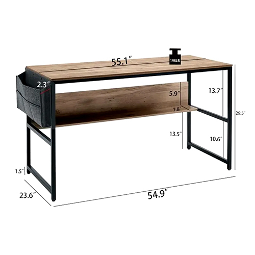 Industrial Style Rustic Black Writing Desk - Premium Grade Wood and Metal, Durable, Eco-Friendly, Antique Finish, Easy to Clean