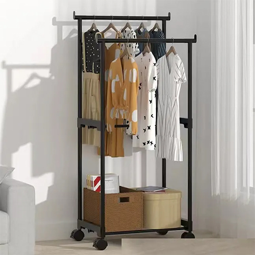 Metal Tree Hanger Coat Rack Stand - Aluminum, Black | Modern Design, Eco-Friendly, Durable, Easily Maneuverable with Castor Wheels