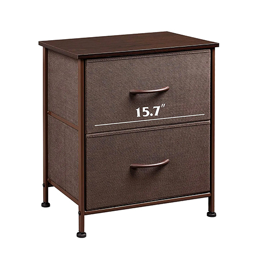 Machine Made Nightstand With 2 Drawers Bedside Table