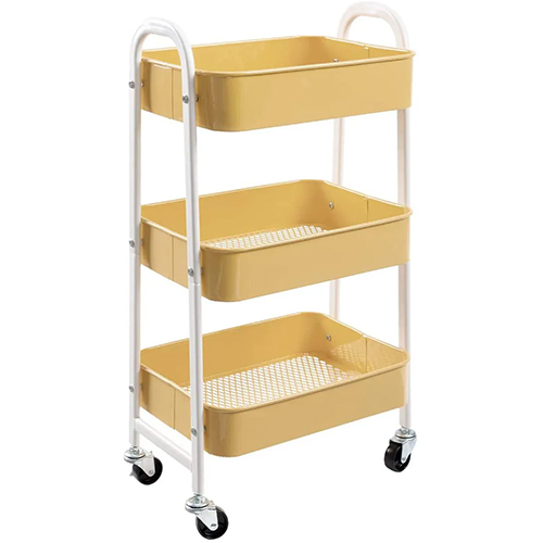Silver And Brown 4 Tier Green Bathroom Organiser Rolling Storage Utility Cart