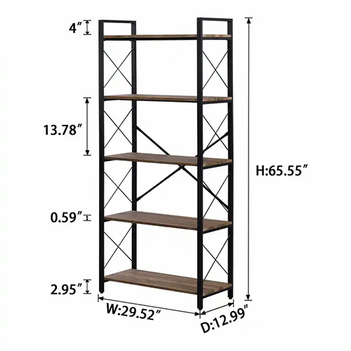 Ladder Shelf Industrial Bookshelf No Assembly Required