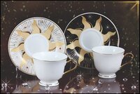 Ceramic Cup Saucer (white And Black) - High-temperature Fired Ceramic, 12 Oz Capacity, Elegant Aesthetic Design, Dishwasher & Microwave Safe