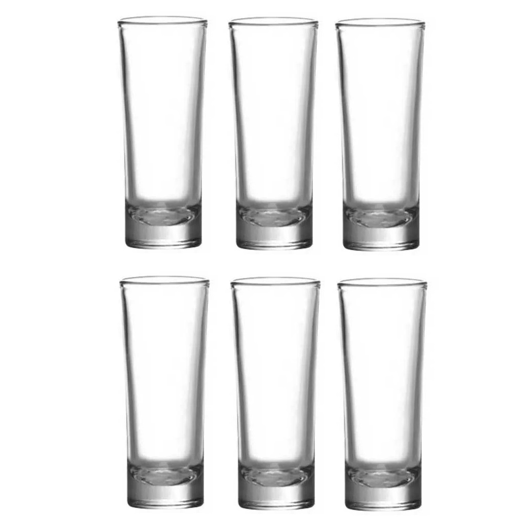 Uniglass Niki Imported Tall  Shot Glass Set 70ml  Set of 6m  Clear