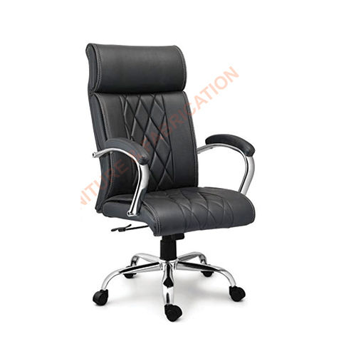 Machine Made Black Leather Director Chair