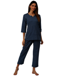 Cotton Printed Night Suit - Comfortable Full Sleeves Kurti & Pant Set | Modern Design, All Season Wear, Quick Dry, Washable, No Fade