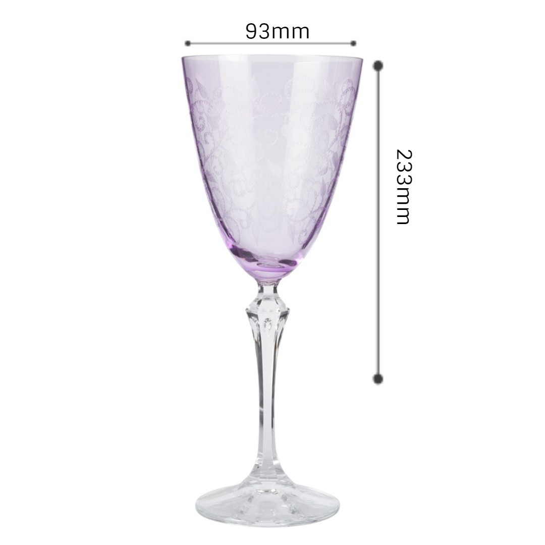 bohemia-crystal Eliezabeth Pantograph Red Wine Glass Set 350ml Set of 6 Purple