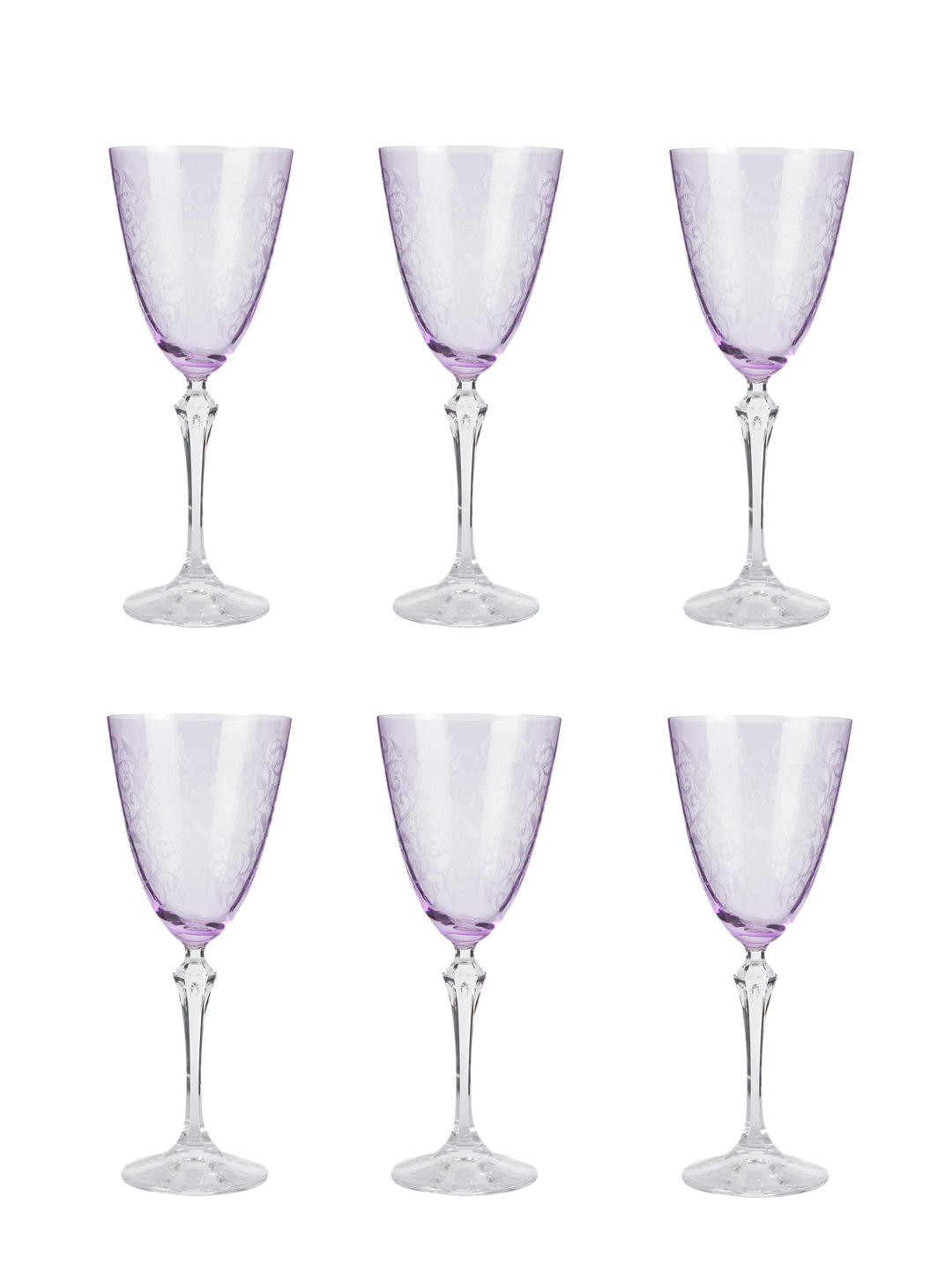 bohemia-crystal Eliezabeth Pantograph Red Wine Glass Set 350ml Set of 6 Purple