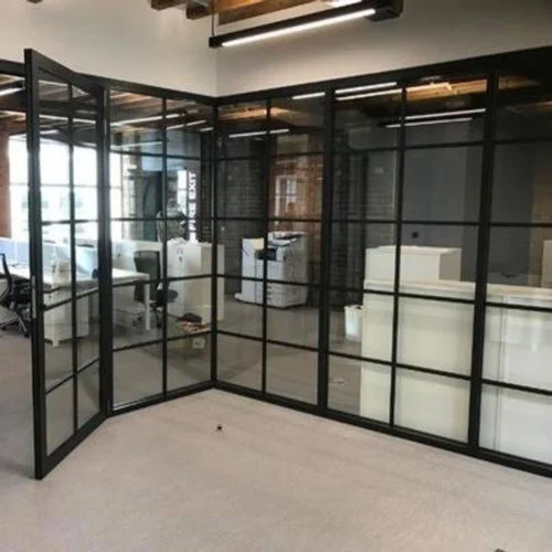 Durable Powder Coated Black Aluminium Office Partition