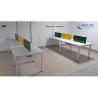 Modular Workstation Furniture - Aluminum And Wood, Polished White Finish | Durable, Easy To Clean Office Partitions In Indian Style
