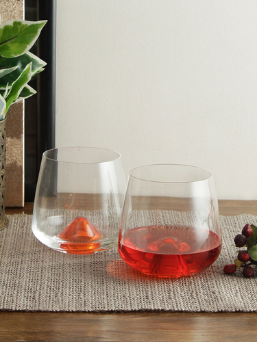 Bohemia Crystal Island Whiskey Glass  6 Pieces Orange Base 310 ml
