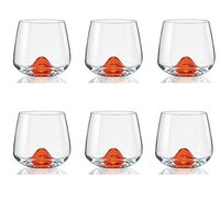 Bohemia Crystal Island Whiskey Glass  6 Pieces Orange Base 310 ml