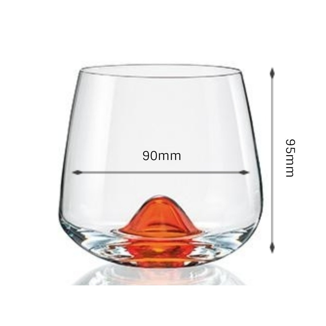 Bohemia Crystal Island Whiskey Glass  6 Pieces Orange Base 310 ml