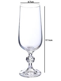 Bohemia Crystal Claudia Champagne Flute Glass Set 180ml Set of 6 Transparent