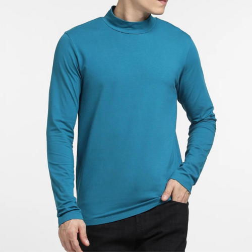 High Neck Cotton T-shirt For Mens