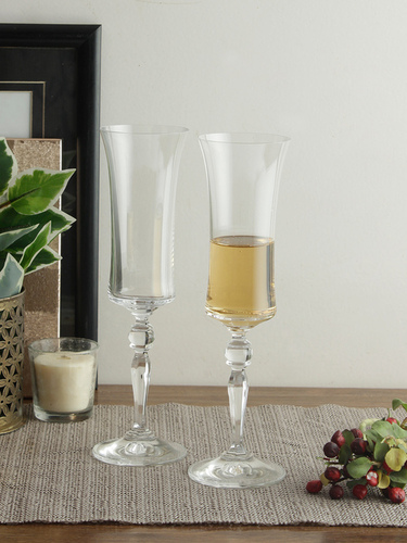 Bohemia Crystal Grace Champagne Flute 190 ML set of 6 pcs  Transparent  Non  lead Crystal