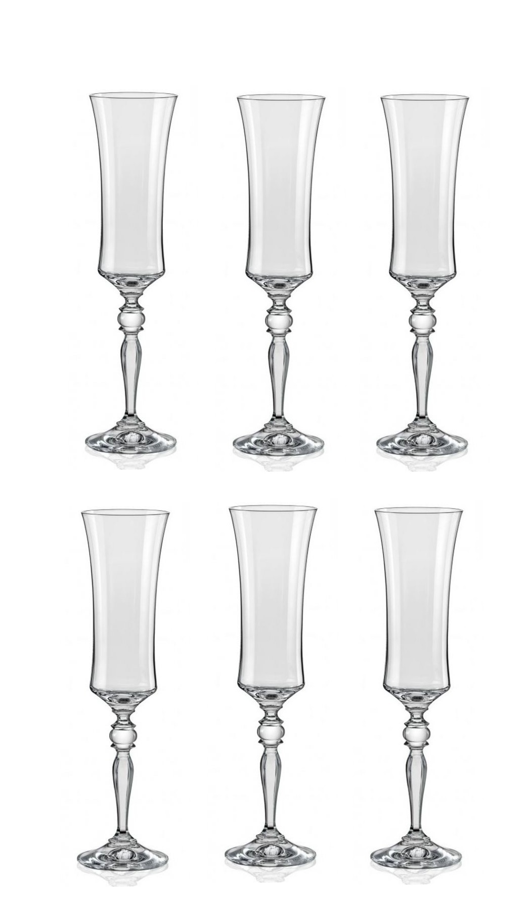 Bohemia Crystal Grace Champagne Flute 190 ML set of 6 pcs  Transparent  Non  lead Crystal