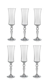 Bohemia Crystal Grace Champagne Flute 190 ML set of 6 pcs  Transparent  Non  lead Crystal