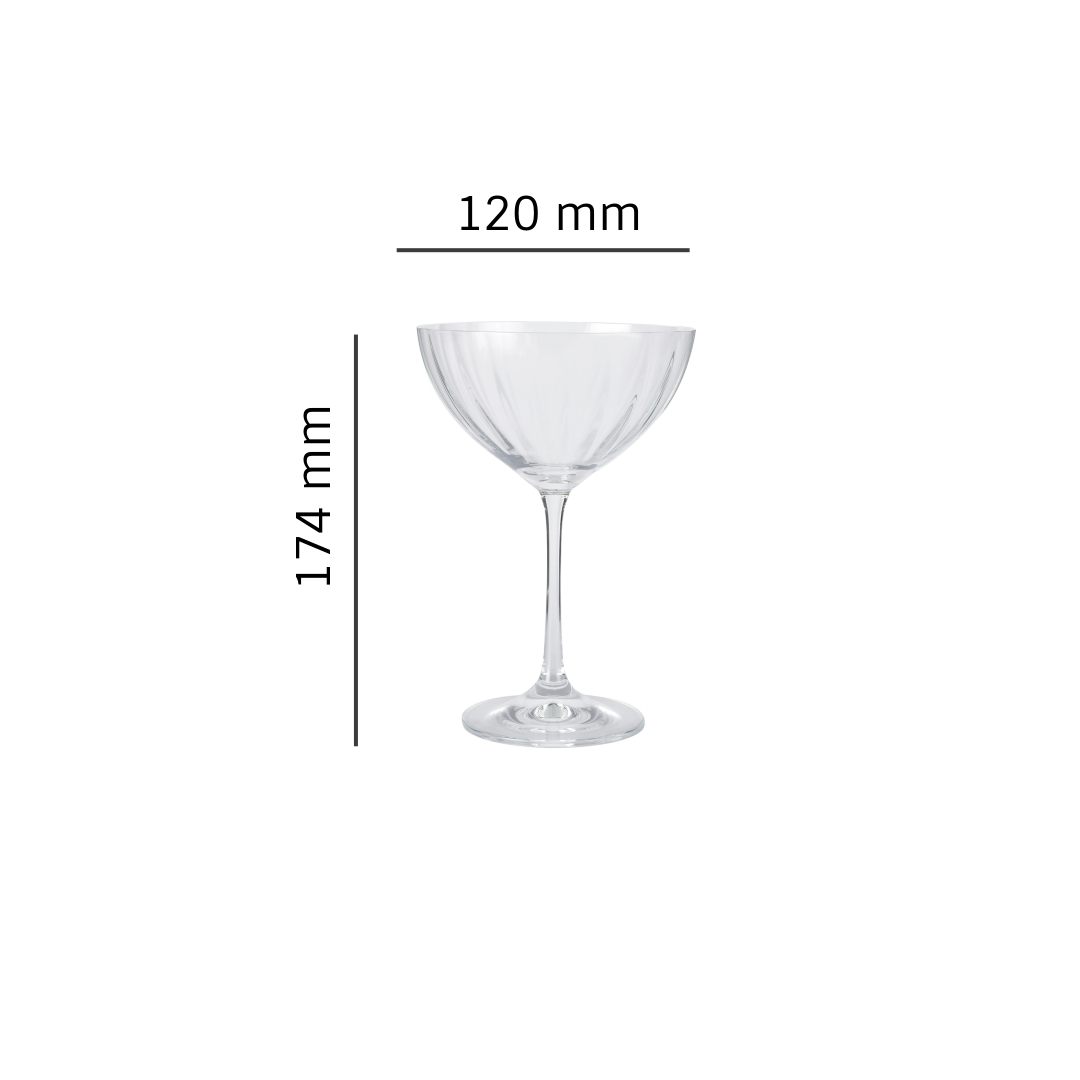 Bohemia Crystal Waterfall Cocktail Glass 340ML set of 6 pcs  Transparent  Non  lead Crystal