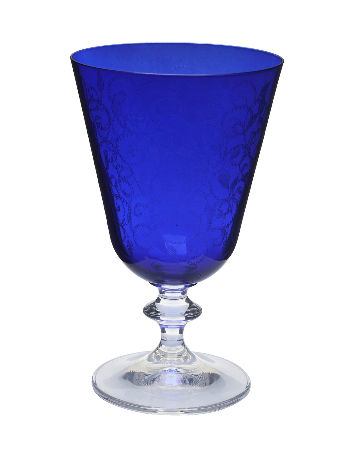 bohemia crystal Bella Engraved Red Wine Glass Set  350ml   Set of 6 Dark Blue