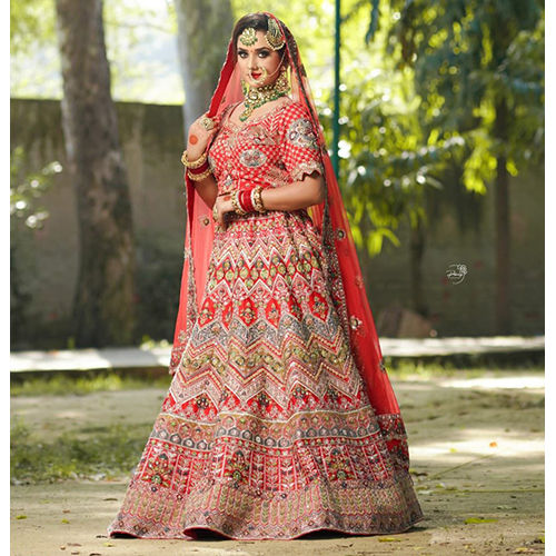 Engaging Maroon Color Velvet Heavy Designer Bridal Wedding Lehenga Choli  -1503130662