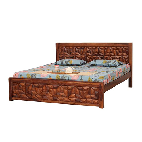 Brown King Size Teak Wood Cot Bed